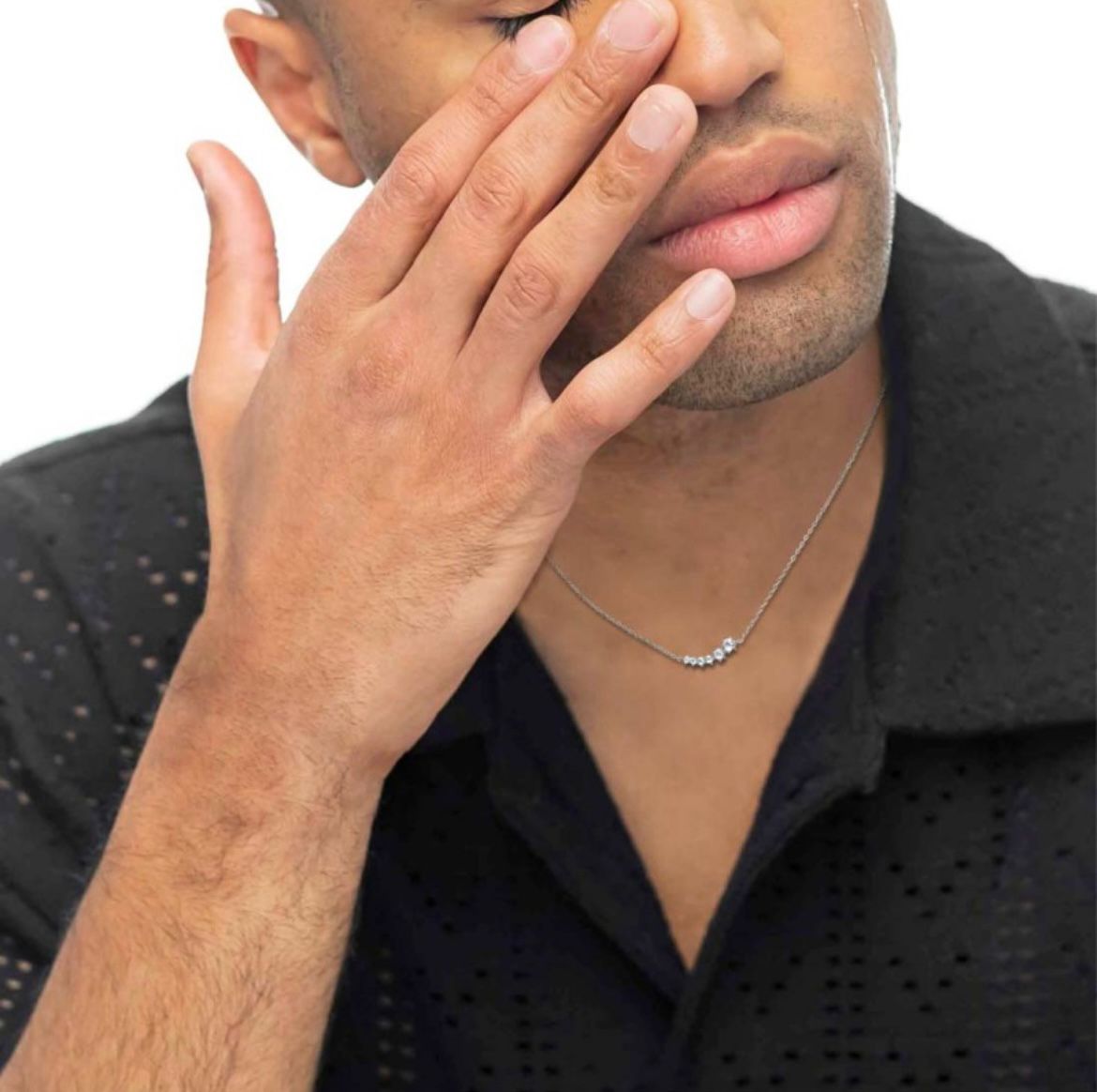 Collana catena cutting cross con zirconi centrali