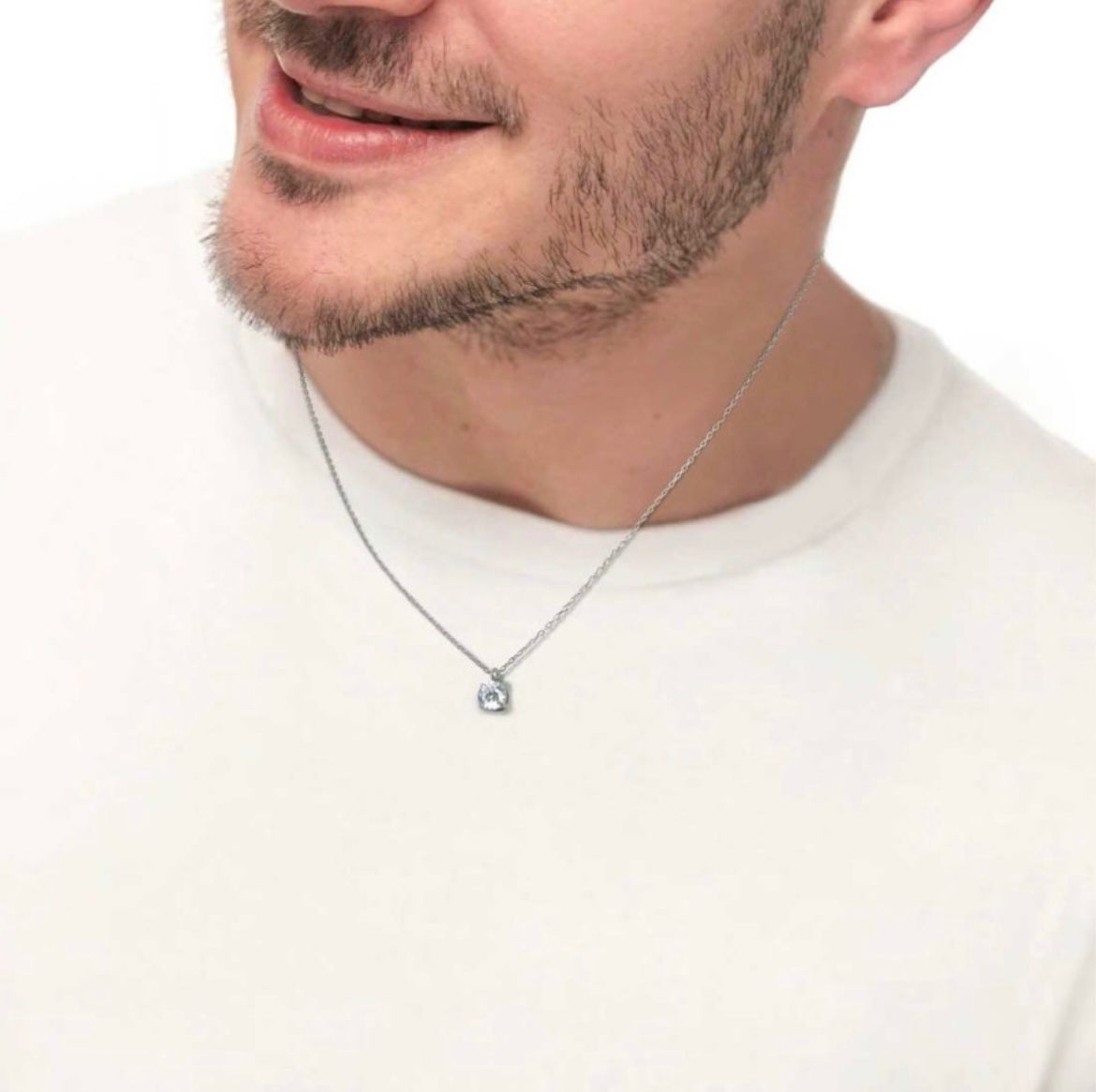 Collana catena cutting cross zircone centrale 7 mm