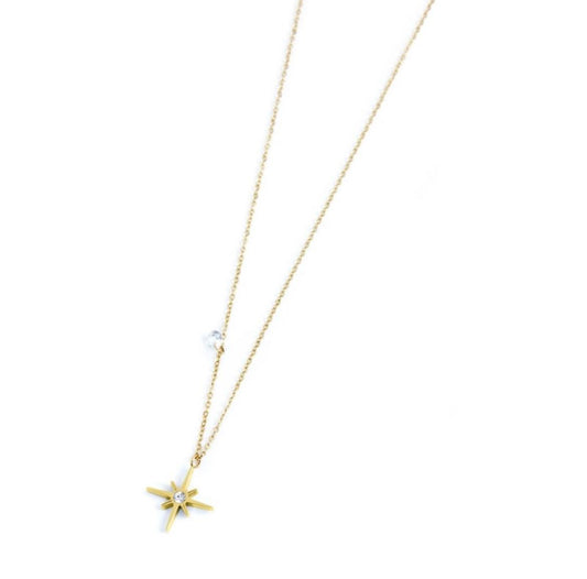 Collana rosa dei venti pendente 15 mm e zircone