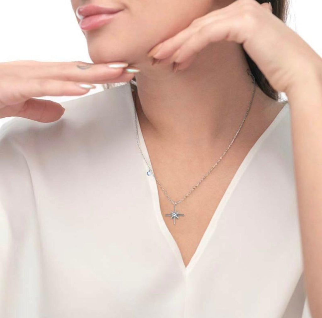 Collana rosa dei venti pendente 15 mm e zircone