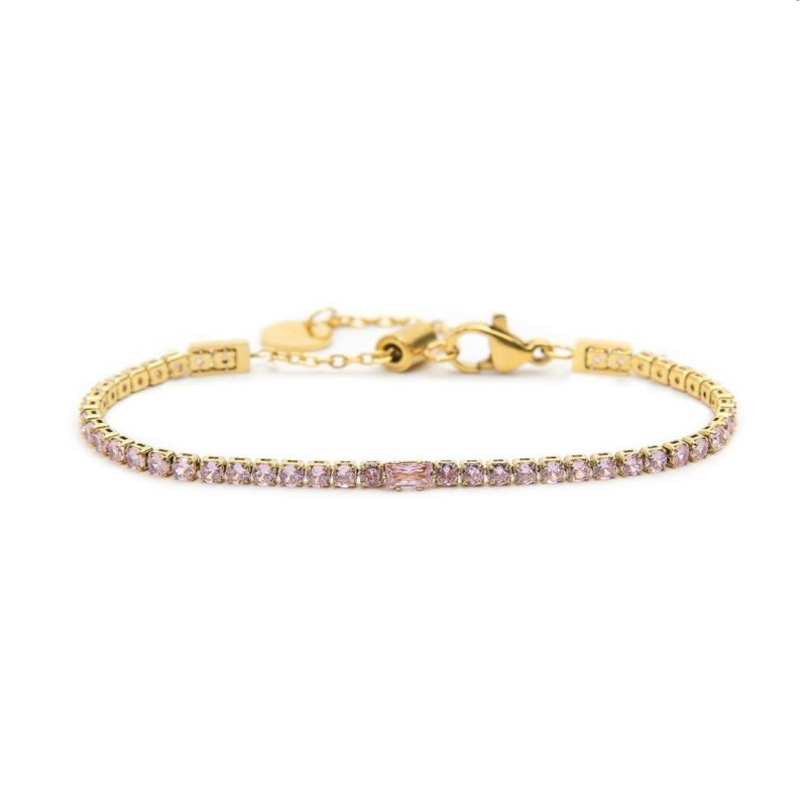 Bracciale tennis 2,5 mm con zircone centrale