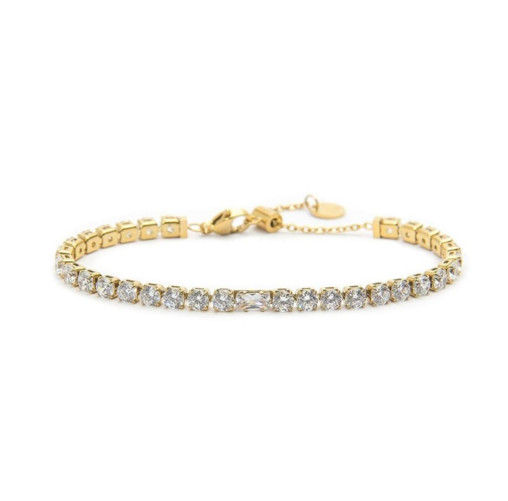 Bracciale tennis 4 mm con zircone centrale