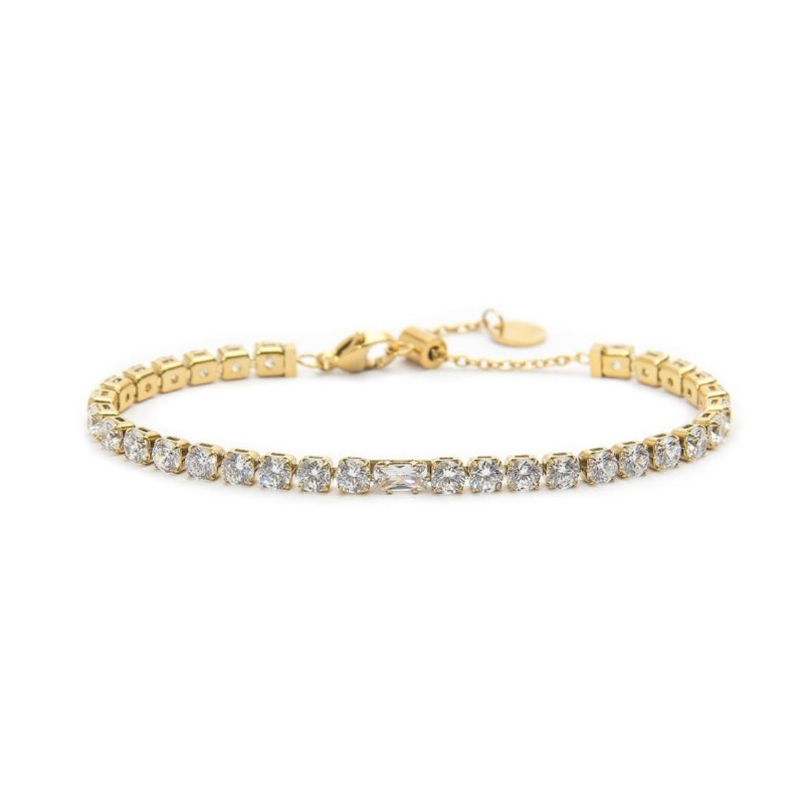 Bracciale tennis 4 mm con zircone centrale