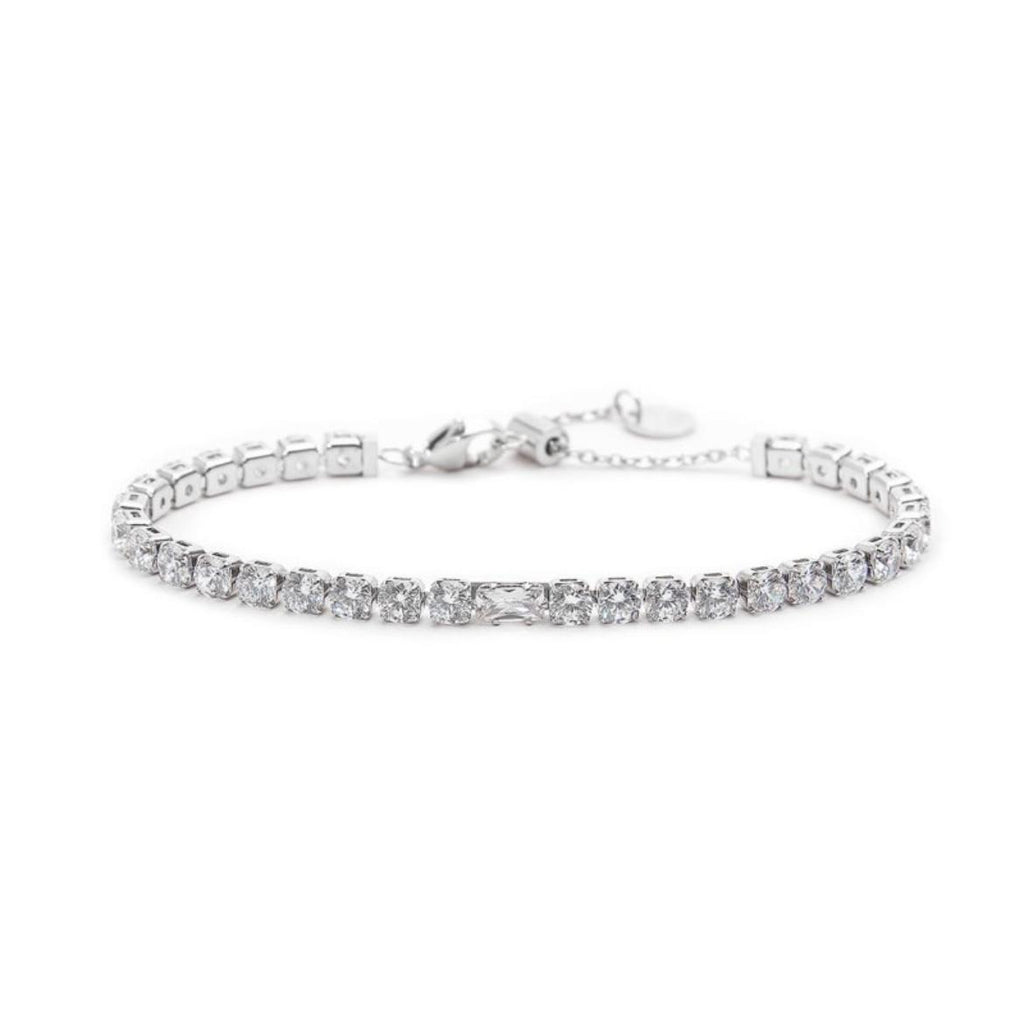 Bracciale tennis 4 mm con zircone centrale