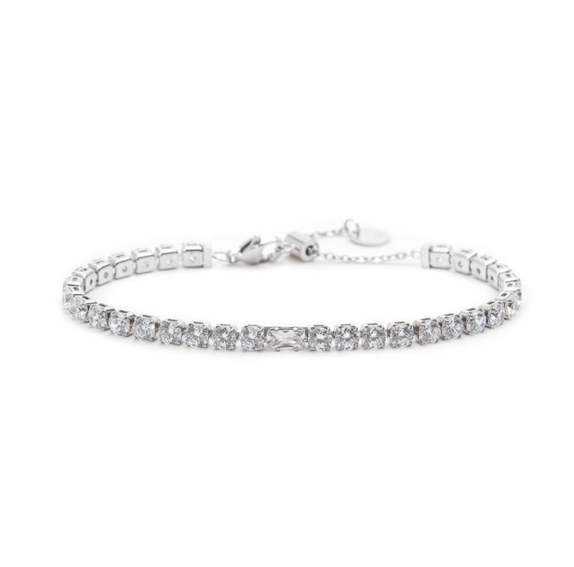 Bracciale tennis 4 mm con zircone centrale