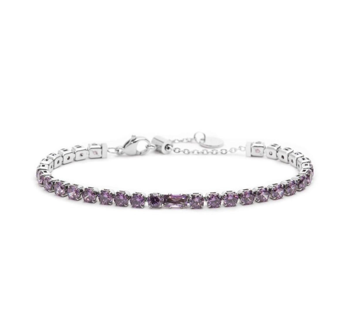 Bracciale tennis 4 mm con zircone centrale