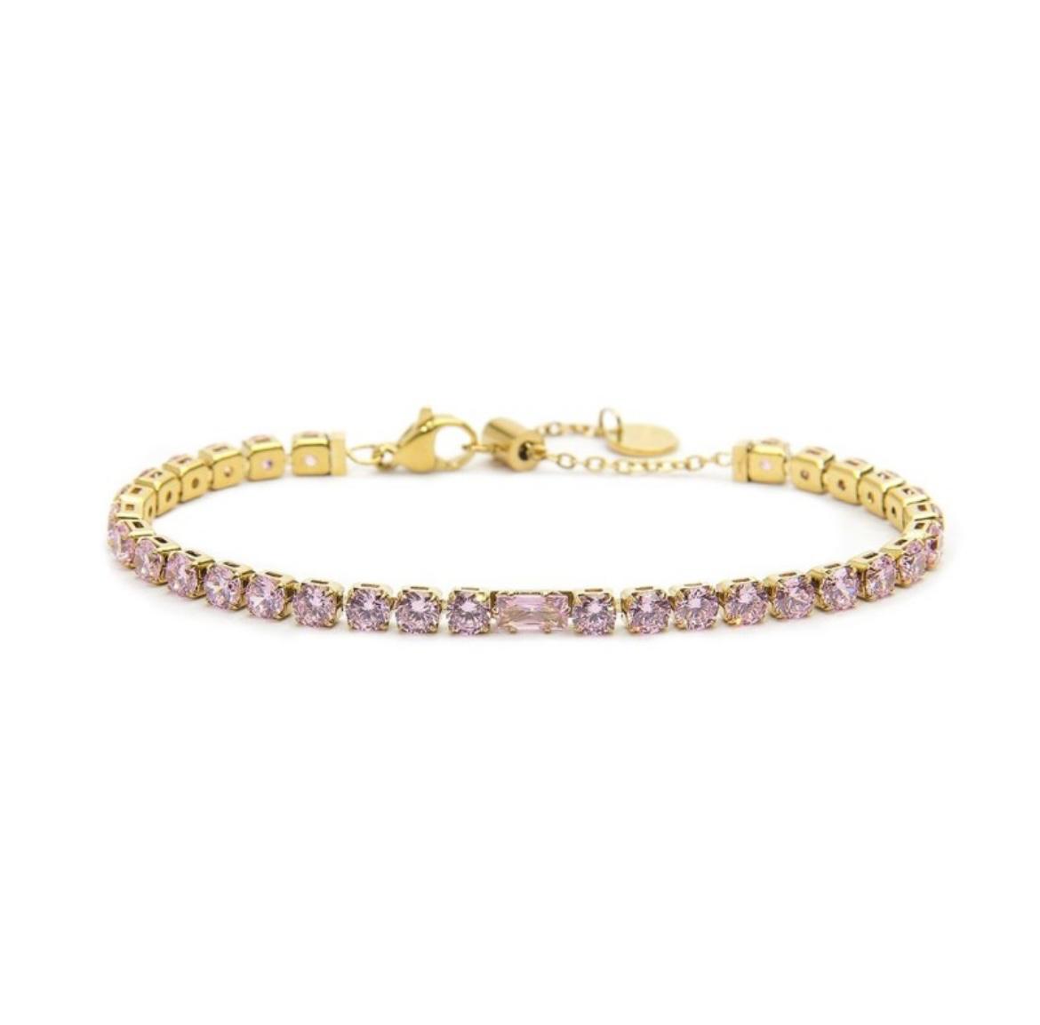 Bracciale tennis 4 mm con zircone centrale