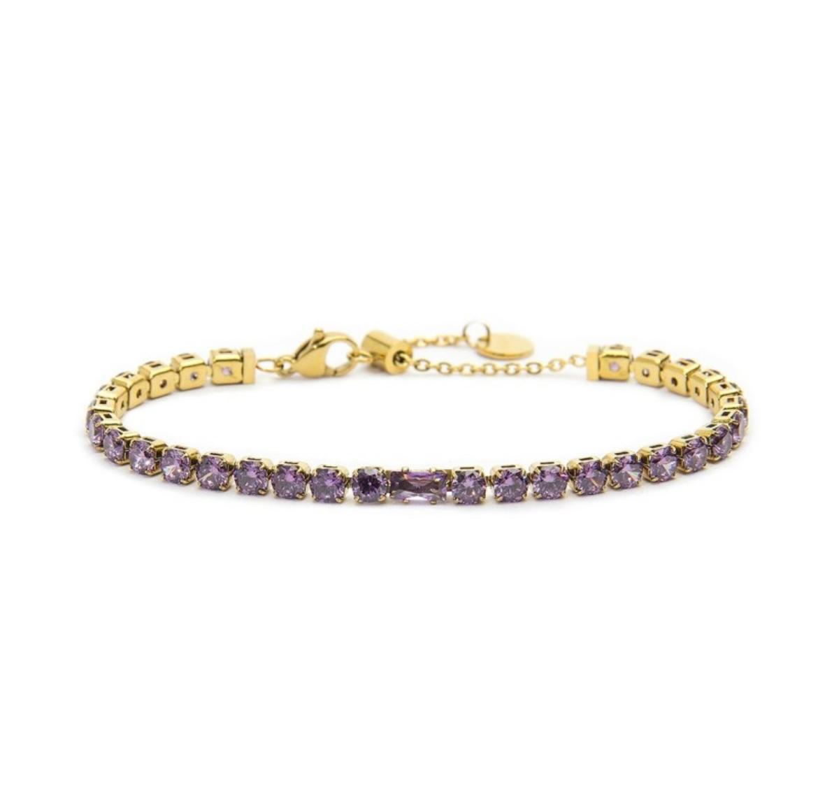 Bracciale tennis 4 mm con zircone centrale