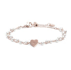 Bracciale cuore cristalli doppia catena con perle