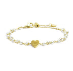 Bracciale cuore cristalli doppia catena con perle