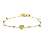 Bracciale cuore madreperla con sfere e zirconi
