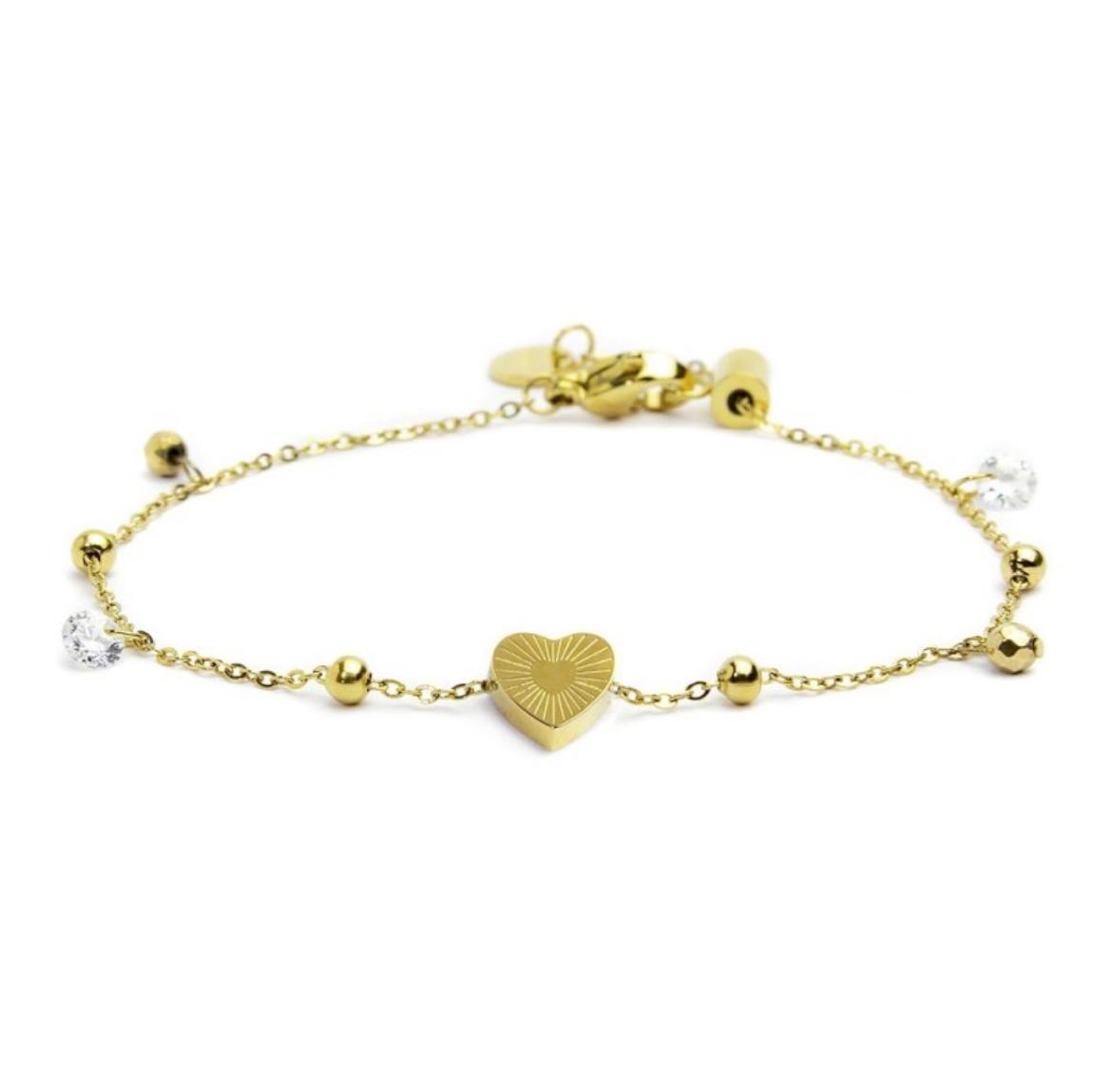 Bracciale cuore madreperla con sfere e zirconi