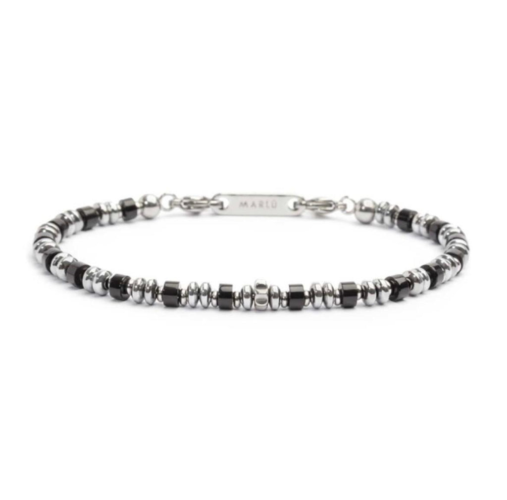 Bracciale con rondelle in pietra ed elementi in ematite