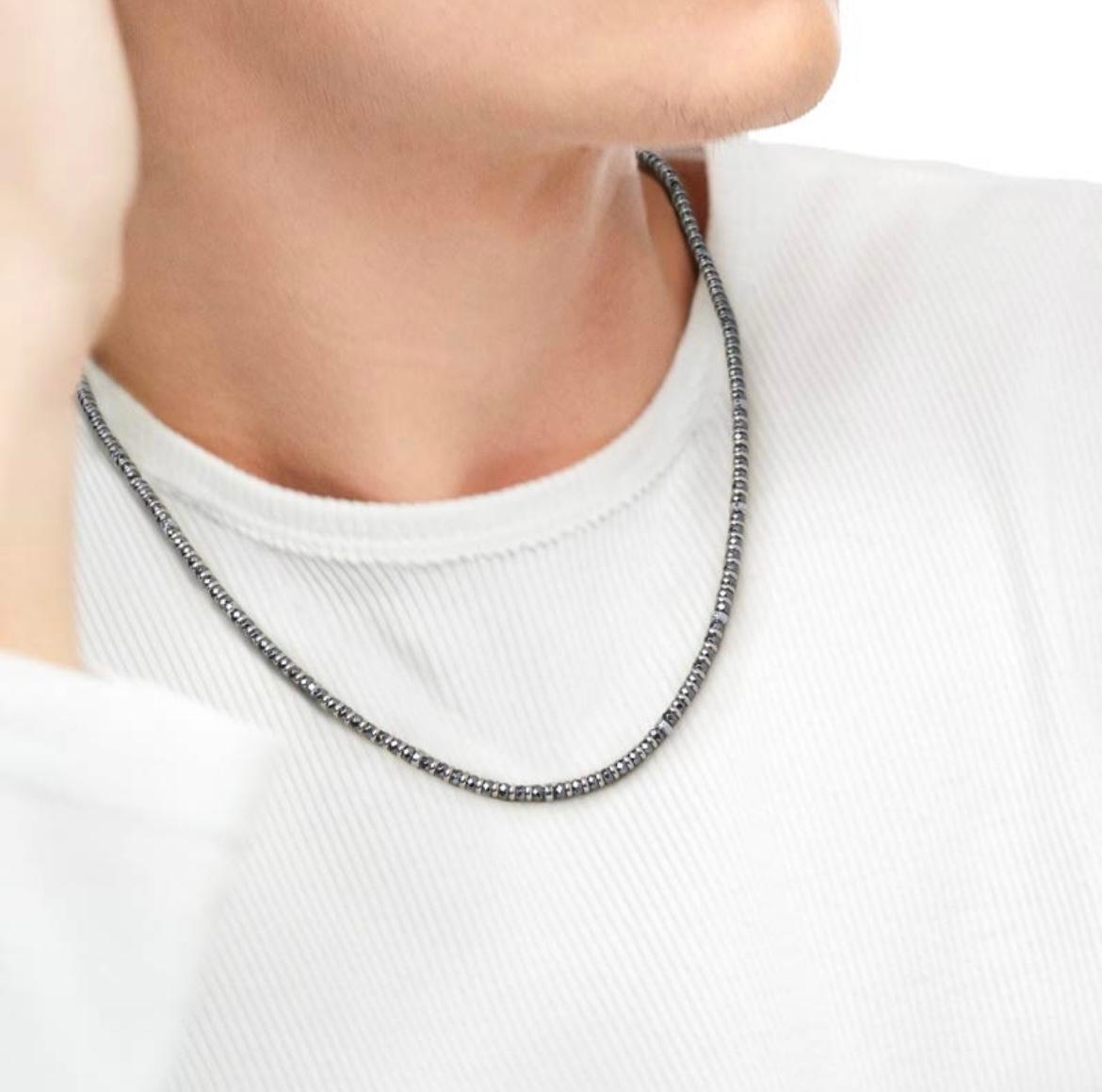 Collana ematite sfaccettata e liscia