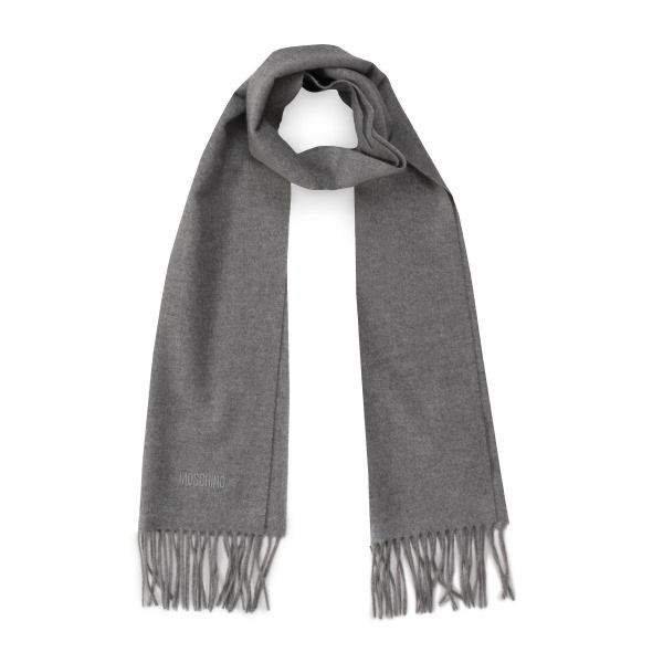 Sciarpa in lana Moschino e frange grigia