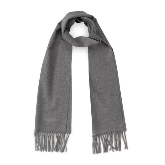 Sciarpa in lana Moschino e frange grigia