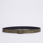Cintura in pelle con stampa - Verde militare